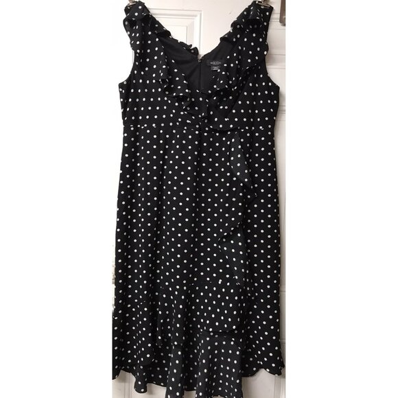 NWT NOS $150 New Michel Studio Plus Black white polka dot ruffle Spring Dress - Picture 9 of 14
